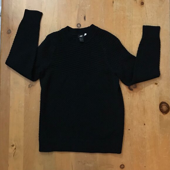 H&M Men’s Black 100% Cotton Knit Sweater – Size M - Picture 1 of 6